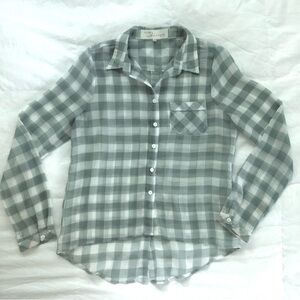 Vintage Savana plaid sheer chiffon blouse